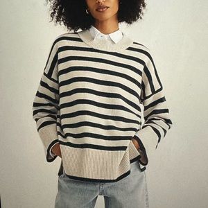 “Madewell” (Re)sponsible Cashmere Relaxed Sweater In Stripe - Worn once!